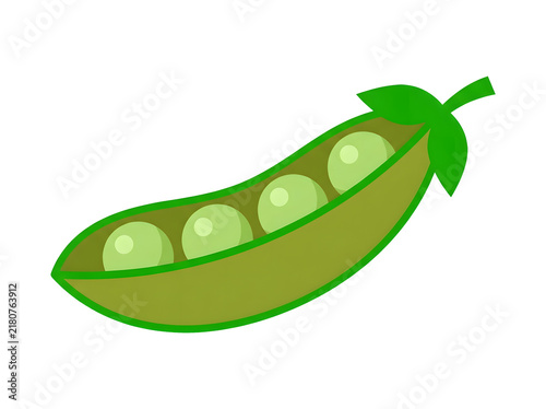 Fresh green pea pod with peas inside isolated on transparent background