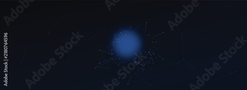Abstract Cosmic Blue Energy Sphere Floating in Dark Void for Science Background