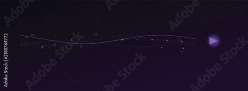 Abstract Purple Futuristic Data Stream Flow With Glowing Particles and Digital Energy Wave Line