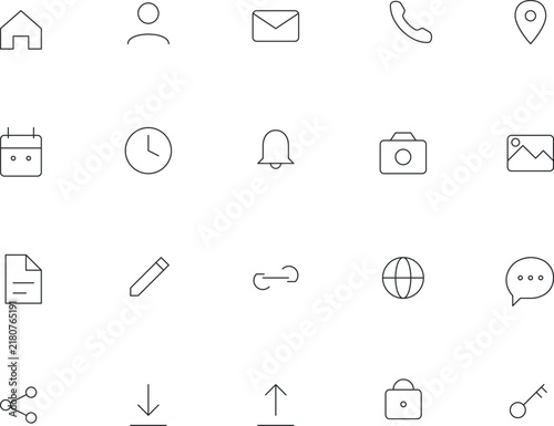 Minimalist line icons for digital interfaces and apps