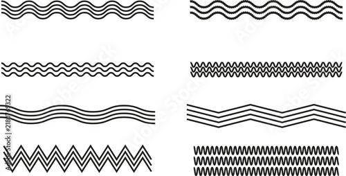 Wave Patterns Set, Decorative Lines Collection, Abstract Design Elements Featuring Pattern, Line