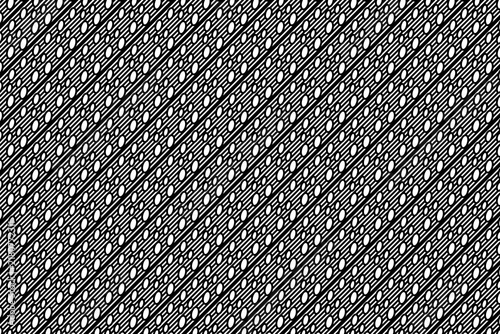 Bild auf Leinwand Monochrome Diagonal Oval Dots and Striped Lines Geometric Pattern Background