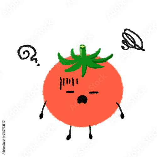 手描き風トマトのキャラクターアイコンとポーズのイラスト