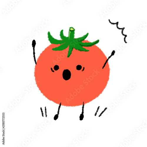 手描き風トマトのキャラクターアイコンとポーズのイラスト