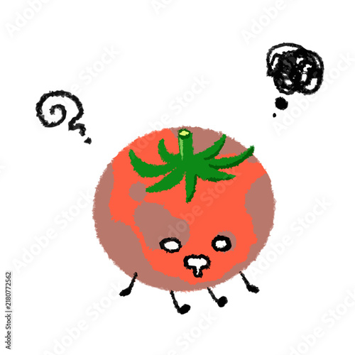 手描き風トマトのキャラクターアイコンとポーズのイラスト