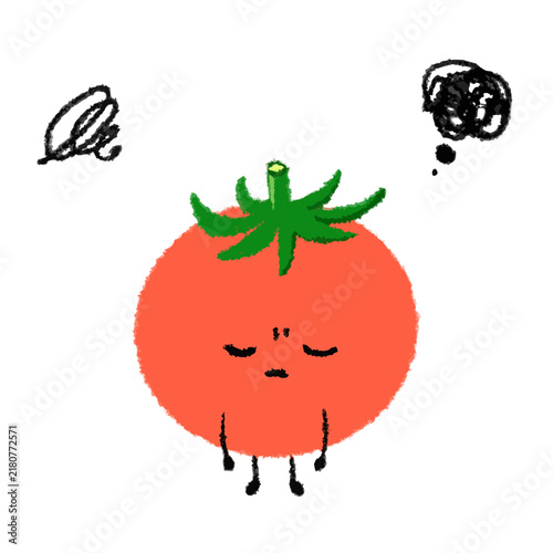 手描き風トマトのキャラクターアイコンとポーズのイラスト