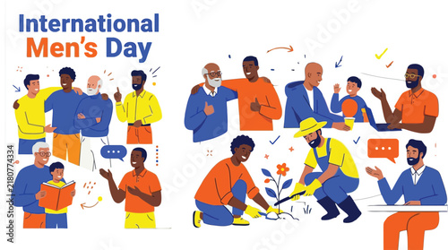 International Mens Day Celebration Illustration with Diverse Group