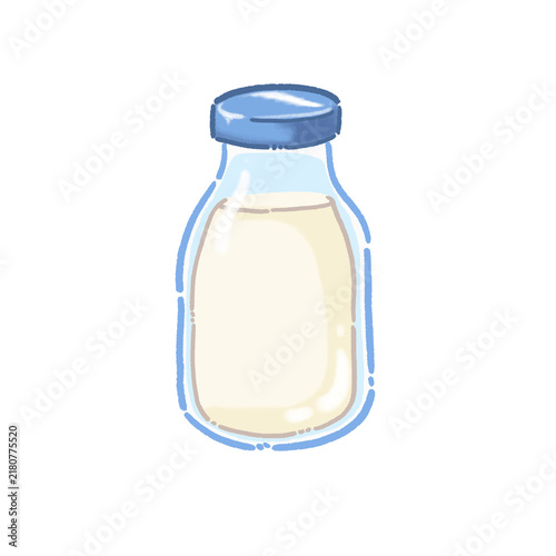 Fotografie Milk Bottle Cute Hand Drawn Dairy Food Illustration