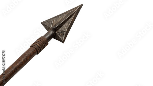 Obraz na płótnie Ancient prehistoric metallic arrowhead spear tip weapon artifact primitive hunti