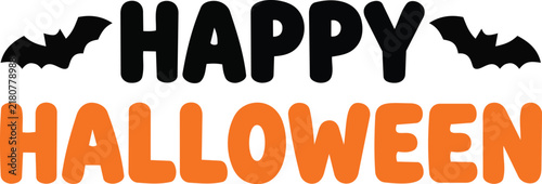 Happy Halloween hand lettering with bat