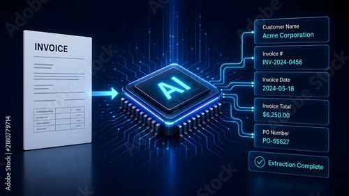 AI processing invoice data for extraction