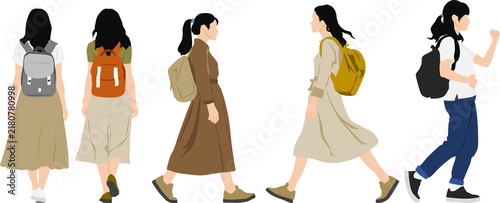 後ろ姿の女性のイラスト