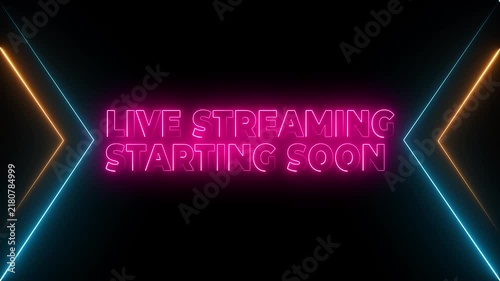 Starting soon stream overlay with glitch effect for twitch youtube and facebook live video background