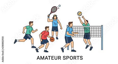 People playing various sports together outdoors.
