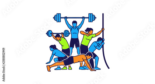 People doing various exercises.