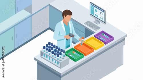 Bild auf Leinwand Scientist Analyzing Lab Samples.