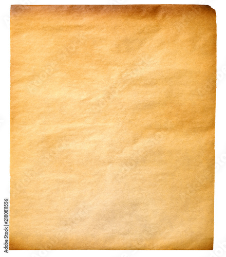 Old Paper Sheet Texture Isolated Vintage Burnt Edge Page