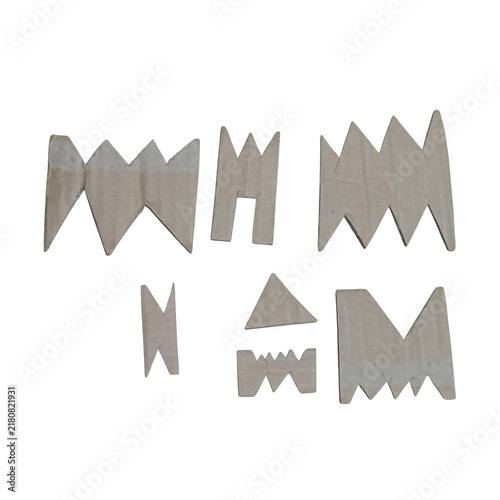 Quadro su tela White letters spelling whim on a black background, jagged edges typography san