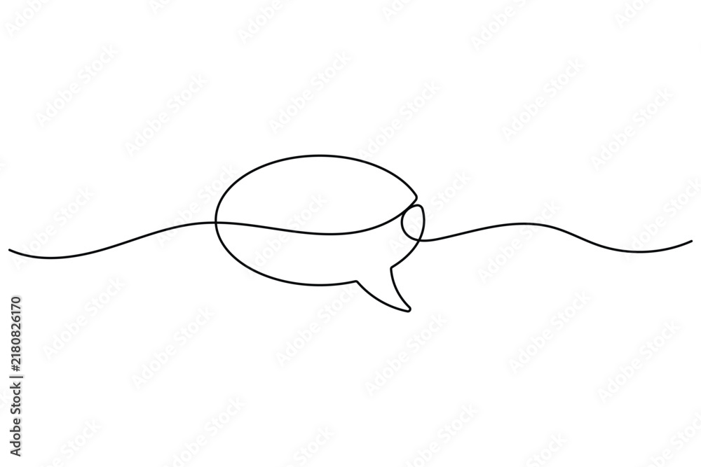 Obraz premium Speech bubble line art with editable stroke and flowing continuous line design