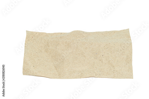 Crumpled piece of brown kraft paper isolated on a white background