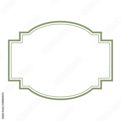 Sage green vintage frame border label template vector isolated on white background