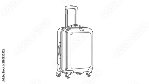 Принти на полотні Modern Rolling Luggage: A sleek, modern rolling suitcase, depicted in a clean line art style, stands ready for your next journey, offering a versatile graphic element