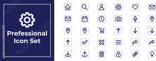 Blue Parking Sign Icon on Blue Background with Number Symbols, Web Buttons, Business Communication and Vector Illustration Set
