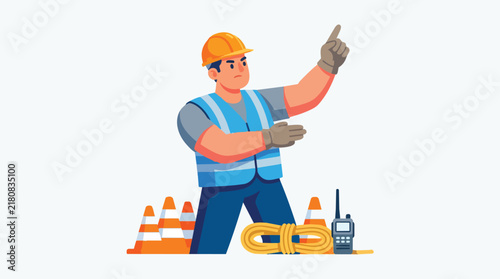 Construction Worker Directing Traffic Safety