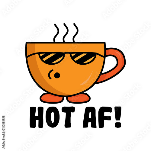 Fotografía Funny Coffee Cup Hot AF Doodle Sticker