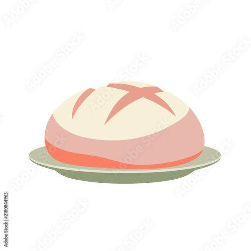 Freshly baked bread loaf on a plate  