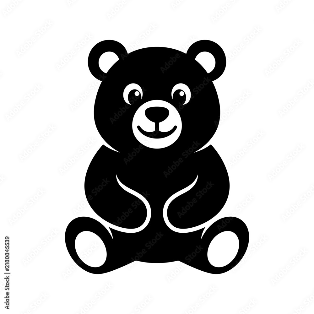 Obraz premium Cute sitting bear icon simple vector graphic