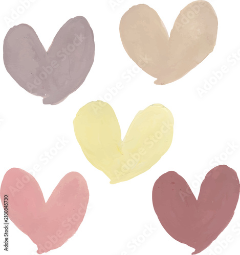 Heart Shapes Elements Set Watercolor