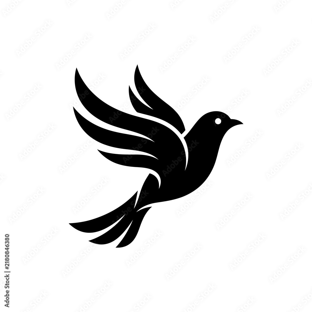 Fototapeta premium Elegant silhouette of a bird in flight simple graphic design element