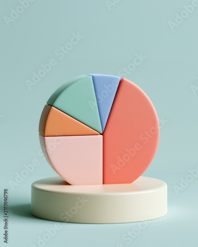 Colorful pie chart sections on display stand