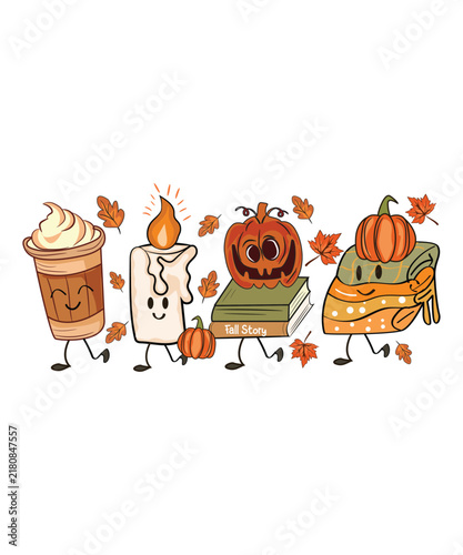Cozy Fall Vibes Autumn Pumpkin T-Shirt Illustration