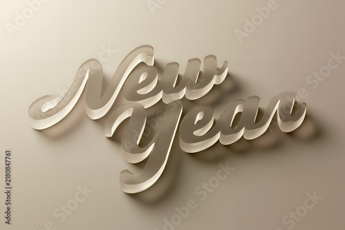 New Year 3D text with soft lighting