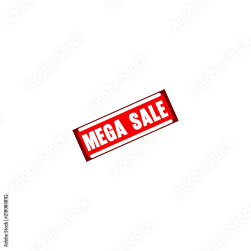Foto Mega Sale red rectangular stamp isolated on white background