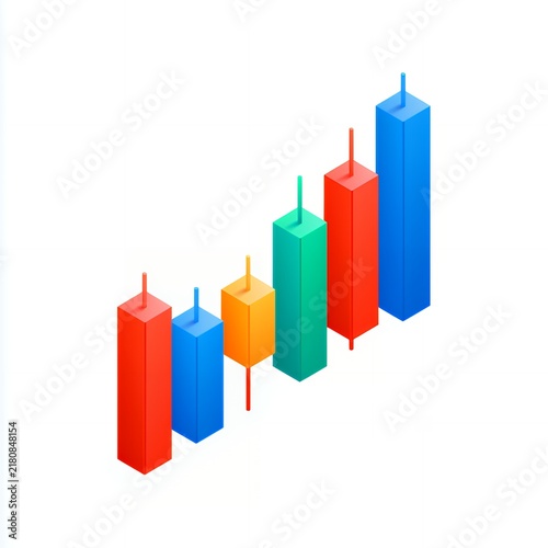 Abstract 3D bar chart showing growth trend