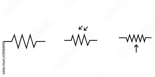 Foto Electronic resistor symbols set, schematic circuit components vector, photoresis