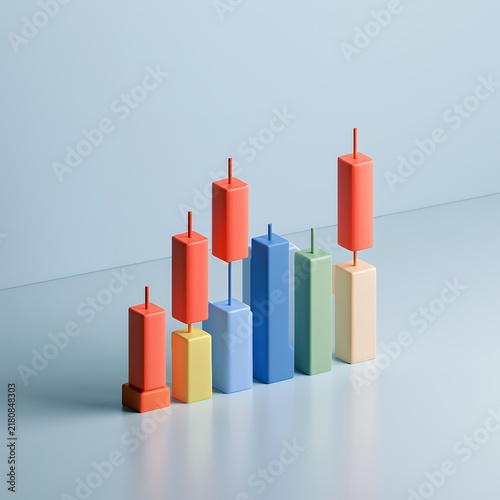 Bar graph with colorful blocks on a flat surface