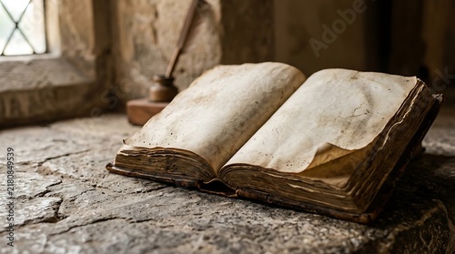 old book on wooden table