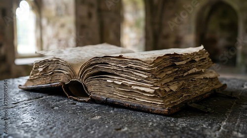 old book on a wooden table