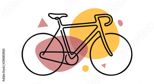 Road Bike Illustration with Abstract Shapes and Circles. Modern Graphic Design for Fitness