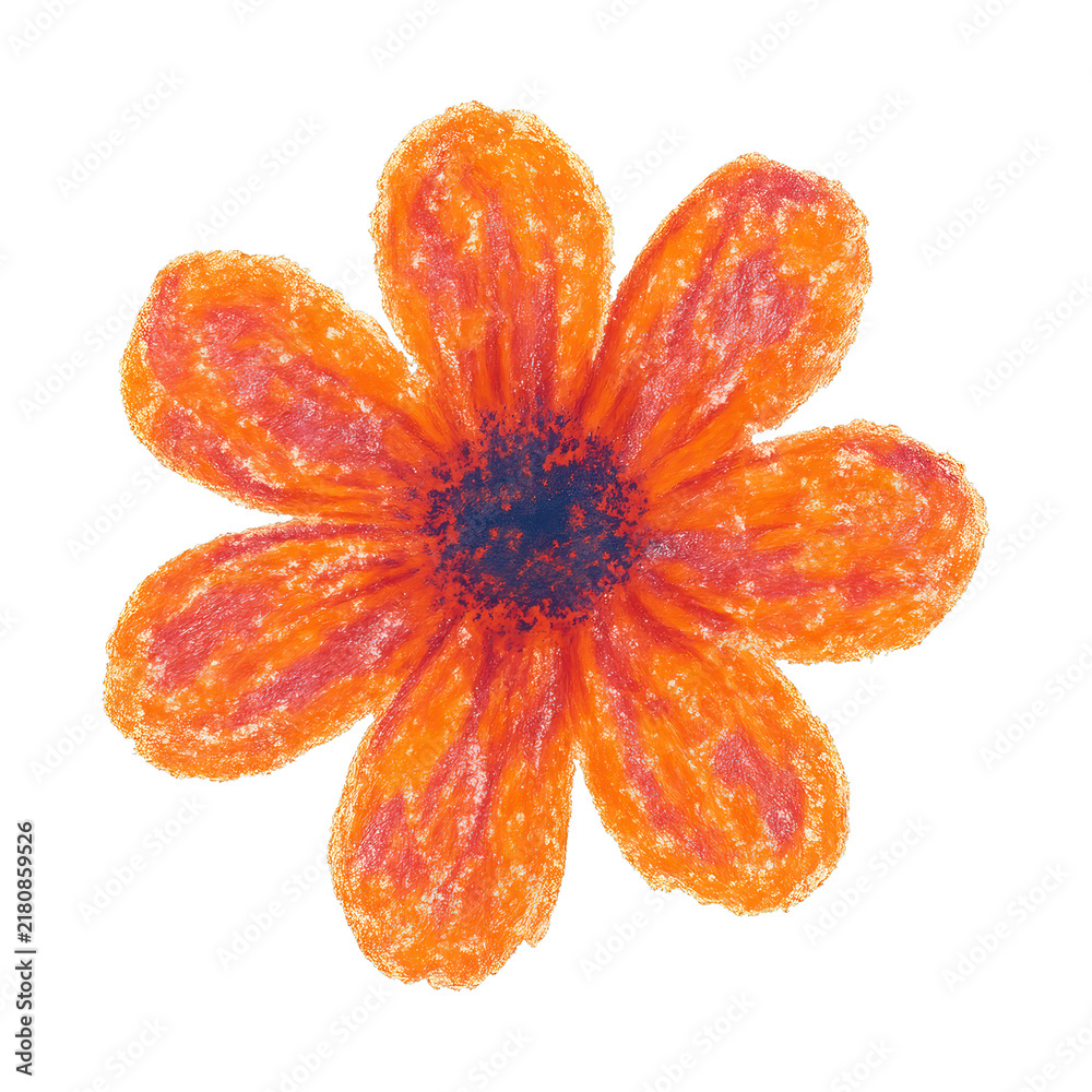 Obraz premium PNG Vibrant crayon flower illustration.