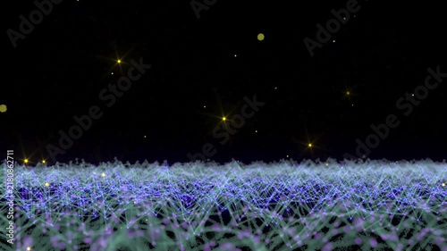 Particles low poly grid magic bg 4k