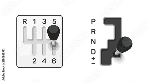 Obraz na plátně Manual and automatic car gear shift levers