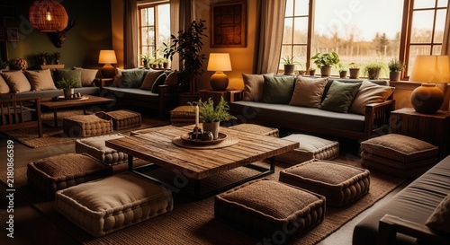 Warm And Inviting Living Room With Cozy Seating And Natural Light