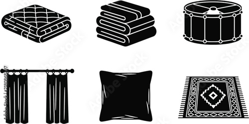Collection of modern lighting fixtures in black silhouette style