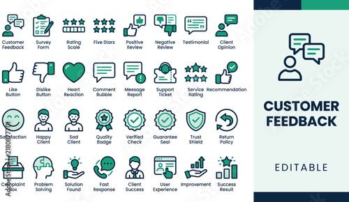 Customer feedback icon set design 202608131424 vector illustration