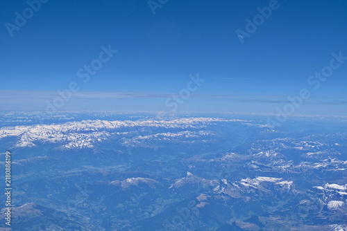 Aerial View of Snow-Capped Alpine Mountain Range
